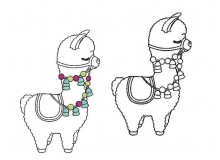 Stickdatei - Lama 4 Line Art